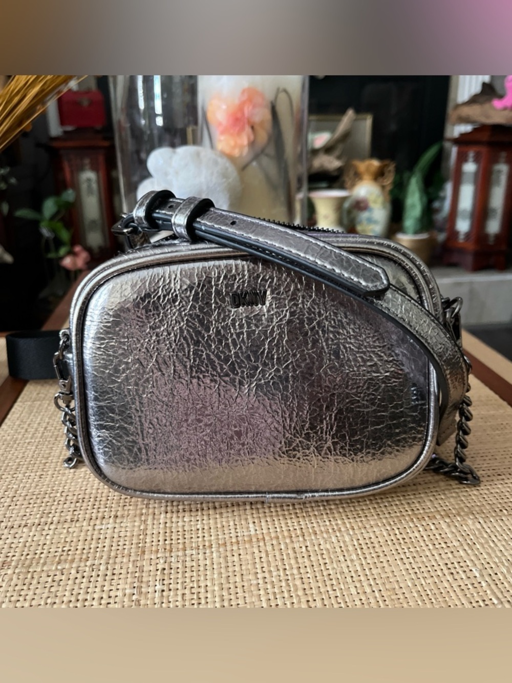 DKNY 3-in-1 Metallic Pewter Crossbody Camera Bag